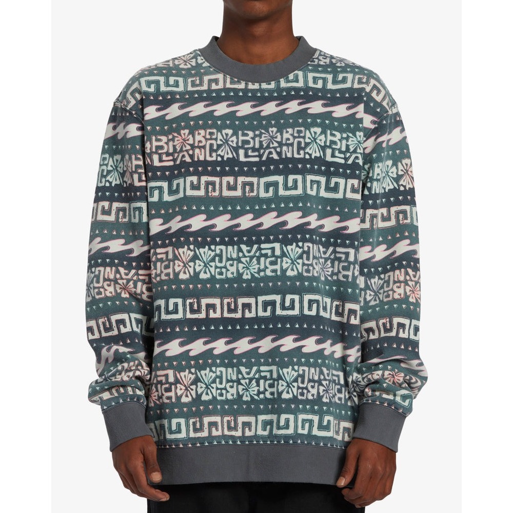 Billabong Men's Halfrack Fleece Preppy Abstract VTG Luxe Sweatshirt - NWT Large